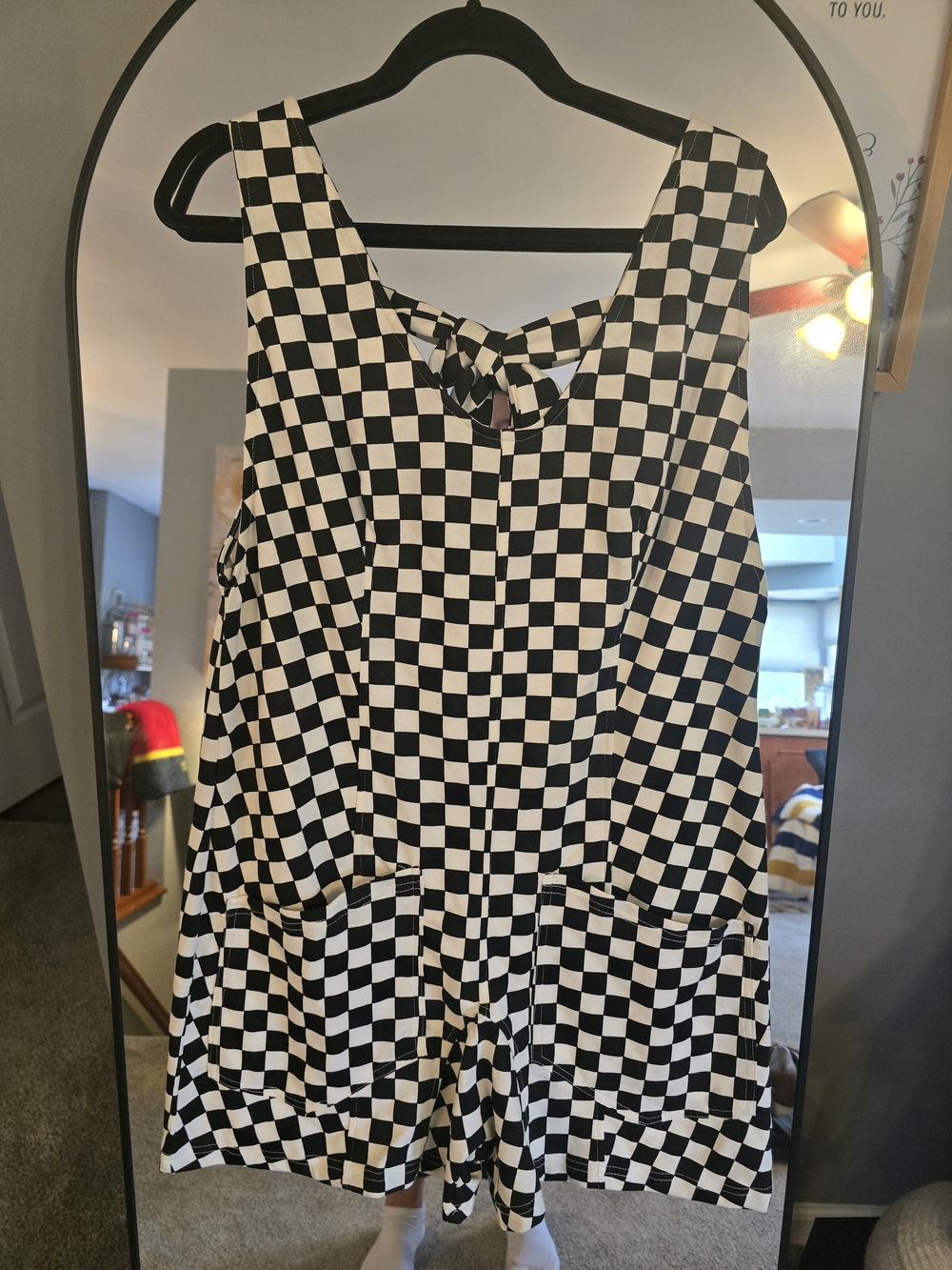 Black & White Checkered Women's One-Piece Romper